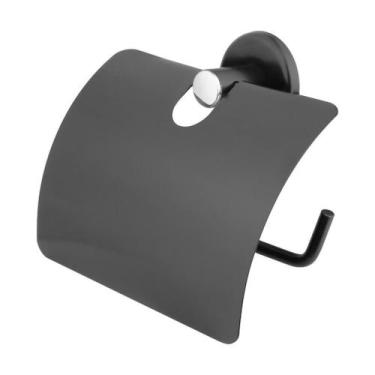 Imagem de Papeleira Preto Fosco Parede Inox Cod-24 - Minha Cazza