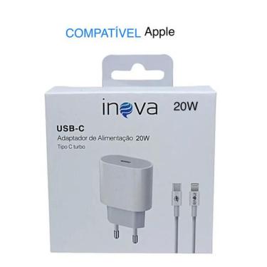 Imagem de Carregador Fonte USB-C 20W Turbo + Cabo Original Inova com Nota Fiscal
