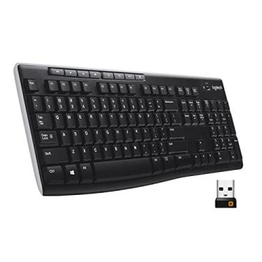 Imagem de Teclado sem fio Logitech K270 com 8 Teclas Multimídia, Conexão USB, Pilhas Inclusas e Layout ABNT2 - Compatível com PC e Notebook.