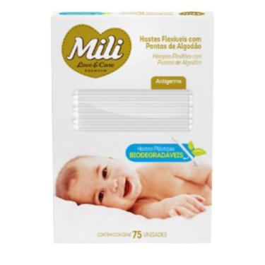 Imagem de Cotonete Hastes Flexiveis 1 caixa c/ 75 unidades Biodegradável - MILI