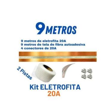 Imagem de Kit Metros Eletrofita 2 Pistas Conector Fita Elétrica 20a