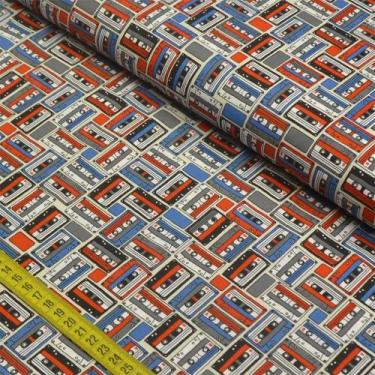Imagem de Tecido Estampado para Patchwork - Fitas K7 (0,50x1,40) - Dohler