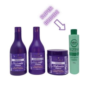 Imagem de Kit Matizador Loiro Platinum + Tônico Biotina Crescimento - 4 Produtos