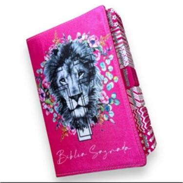 Imagem de Bíblia letras hipergigante arc com harpa e abas adesivas ref: leao cru