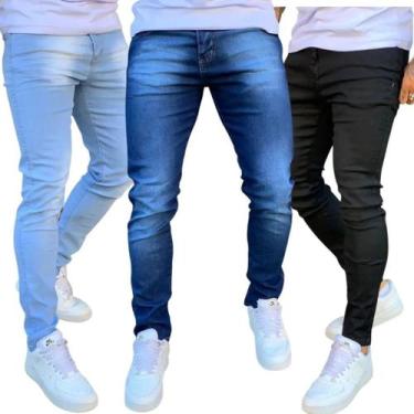 Imagem de Kit 3 Calça Jeans Masculina Original Slim Elastano Lycra - Tbasics, 40