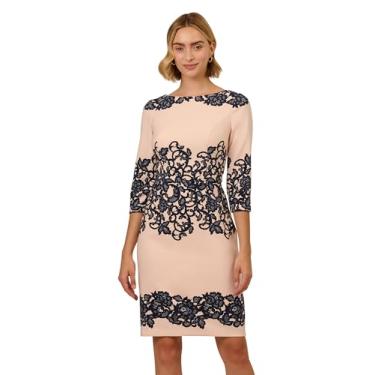 Imagem de Adrianna Papell Vestido curto feminino de renda, Blush/azul-marinho, 46