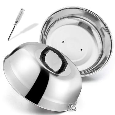 Imagem de HaSteeL – Cúpula de derretimento de queijo de 30,5 cm, cobertura de vapor redonda resistente, acessórios de grelha de aço inoxidável para churrasco, cozinha em ambientes internos e externos, pode ser lavado na lava-louças – (2 unidades)