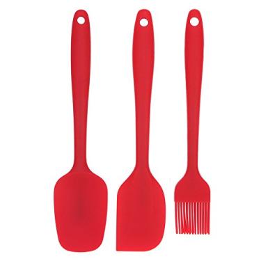 Imagem de Seribrmo Conjunto de espátula de silicone resistente ao calor de 3 peças, conjunto de utensílios de cozinha de silicone antiaderente com diferentes formas, espátula de mistura para gelar, regar,