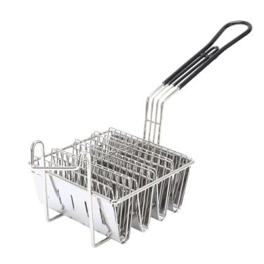 Imagem de Cesta de Fritadeira de Taco de 4 Conchas, Cesta de Fritadeira de Tortilla, Alça de Borracha Em Forma de V Cesta de Fritadeira de Concha de Taco de Aço Inoxidável para Cozinha,