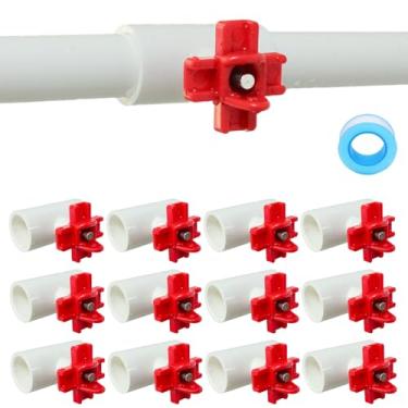 Imagem de MAVGZUL (Pacote com 12) Bicos Horizontais para Bebedouro de Frango com Conexões Em T de Pvc de 1/2'' para Sistema Automático de Bebedouro de Frango Faça Você Mesmo