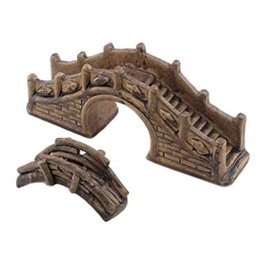 Imagem de MY MIRONEY Pacote com 2 enfeites de aquário ponte de cerâmica para aquário