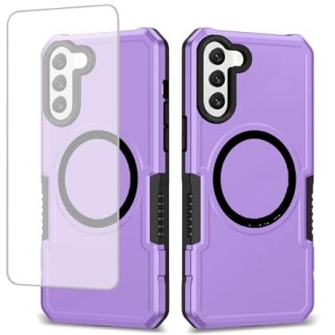 Imagem de Gufuwo Capa para Galaxy S22 5G, Samsung S22 SM-S901U com protetor de tela de vidro temperado, [compatível com MagSafe] Capa protetora de telefone de grau militar à prova de choque para Samsung Galaxy