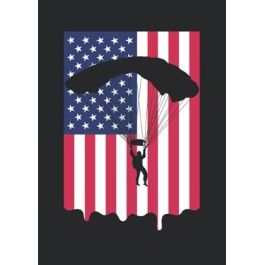 Imagem de Notizbuch A4 dotted, gepunktet, punktiert mit Softcover Design: USA Amerika Flagge Skydiver Fallschirmspringer Fallschirm: 120 dotted (Punktgitter) DIN A4 Seiten