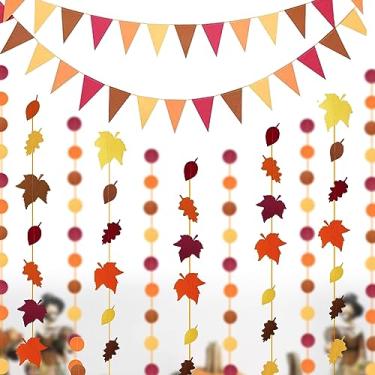 Imagem de Guirlanda de feltro, flâmula suspensa laranja de ação de graças, bandeira triangular bandeira para colheita, tema de outono, decorações de festa de casamento, pré-montada