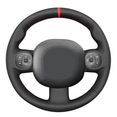 Imagem de MEWANT Capa de volante costurada à mão para 2012 Fiat Panda Couro Edição Pacote Acessórios de Volante de Carro