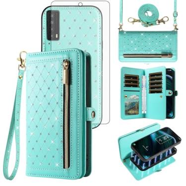 Imagem de Asuwish Capa de celular para TCL Stylus 5G 2022 com zíper carteira destacável com protetor de tela de vidro temperado, alça transversal, suporte flip para cartão de crédito TLC Stylo G5 6,81 T779W