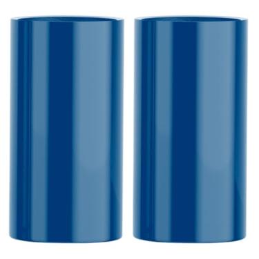 Imagem de 2 Vasos Fibra De Vidro Milão M Tipo Vietnamita Cilindro 70cm Cores (Azul Metalico)