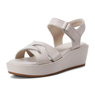 Imagem de Rockport Sandália feminina Amira Wedge, Couro marfim, 11 Wide