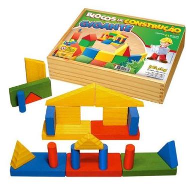 Imagem de Blocos Construção Gigantes 61 Peças Madeira - Jottplay