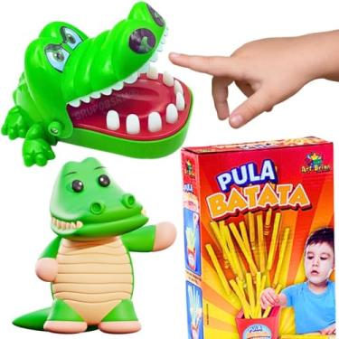 Imagem de Kit brinquedos educativos Crocodilo morde dedo jogos infantil de tabuleiro + Pula Batata Batatinha pedagogicos presente menino infantis criança 4 anos
