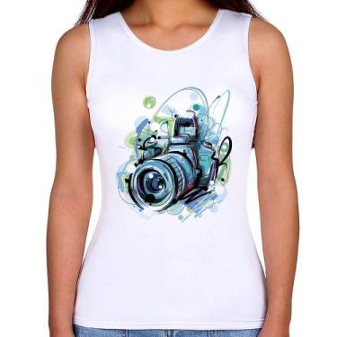Imagem de Regata Feminina Câmera Fotográfica - Foca na Moda, Branco, GG
