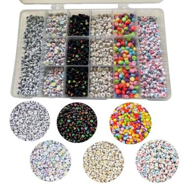 Imagem de Kits de Miçangas Coloridas + Organizador p/montar Pulseira Colar Infantil Pérola Entremeio Missanga Artesanato (Kit 54: 4.200pçs - 23x14)