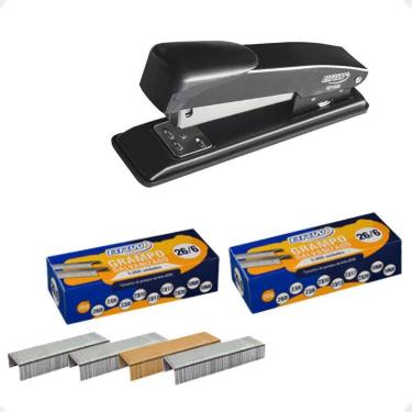 Imagem de Grampeador De Metal 11,5Cm Gp1000 +2 Caixas Com 5000 Grampos