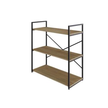 Imagem de Estante C/03 Prateleiras 84x80x33cm Yon - Metalig, Vermont Oak/Est.Pre