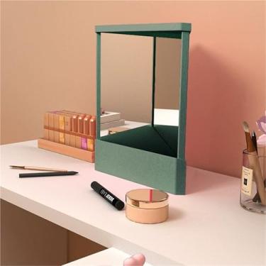 Imagem de ABPWO Espelho não reversível, espelho verdadeiro não inverso Real Me, pequeno espelho verdadeiro para imagem verdadeira, espelho reverso, espelho invertido para maquiagem e beleza (verde escuro, 14 x