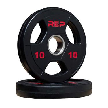 Imagem de Placas olímpicas revestidas de borracha REP FITNESS – Design atualizado – pesos de barra olímpica com aderência tripla – Vendido em pares e conjuntos, C: 10lb Pair, V2