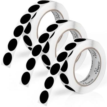 Imagem de Perco Etiquetas adesivas redondas pretas de 2,5 cm - Pacote com vários rolos (3 rolos, 1.000 etiquetas cada) - Adesivo permanente, cores vibrantes, fixação forte - perfurado para fácil uso - Feito nos