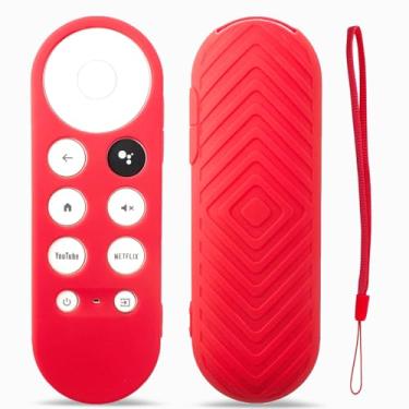 Imagem de TOKERSE Capa de controle remoto para Chromecast com Google TV HD 2022 / 4K 2020 - capa protetora de silicone antiderrapante para controle remoto por voz do Google TV - vermelha