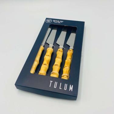 Imagem de Conjunto 4 Facas para Mesa de Aço Inox com Cabo em Bambu Tulum- Wolff