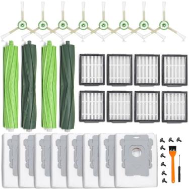 Imagem de 26 peças de reposição para iRobot Roomba i7 i7+ i3 i3+ i4 i4+ i5 i5+ i6 i6+ i8 i8+ E5 E6 E7 acessórios de aspirador de pó, 4 rolos de borracha, 8 filtros, 8 escovas laterais, 8 sacos de vácuo (não