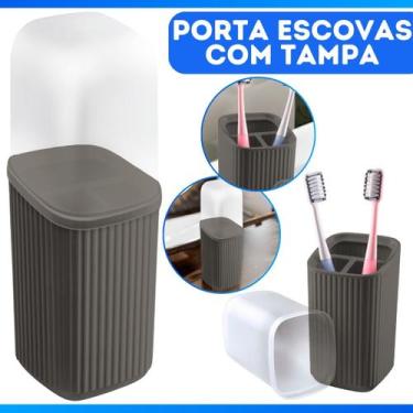 Imagem de Porta Pasta De Dente E Escovas Organizador Com Tampa Moderno - Usual U