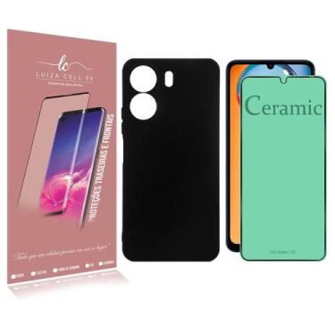 Imagem de Capa Case Aveludada Preta Para Redmi 13C 6.74 + Película De Ceramica  