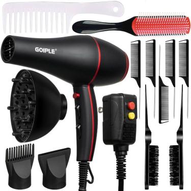 Imagem de Conjunto de secador de cabelo Lockmio Ionic 1800W com 13 acessórios