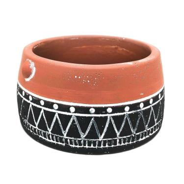 Imagem de Vaso Cachepô Raso Barro Geométrico 7X15Cm