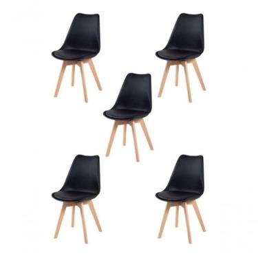 Imagem de Kit 5 Cadeiras Charles Eames Leda Saarinen Preta Preto