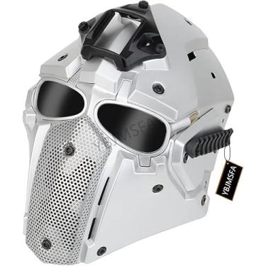 Imagem de Máscara De Airsoft Modo Capacete Com Óculos De Proteção Laterais E Suporte Nvg Proteção Facial Completa Máscara Facial, SL, size: 22 * 16 * 29cm
