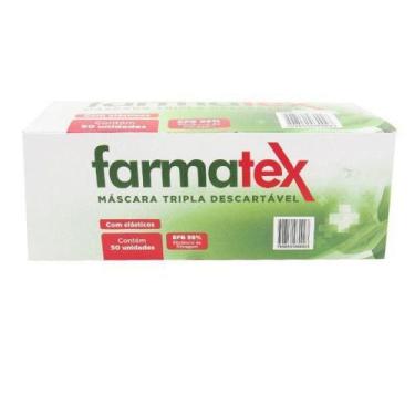 Imagem de Mascara Tripla Descartavel C/ Elastico Branca (50 Unidades/caixa) Farm