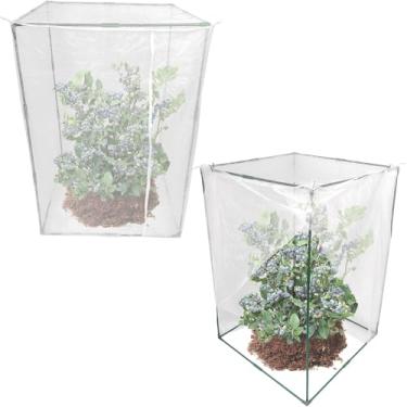 Imagem de 2 conjuntos de 86 x 86 x 127 cm de malha resistente para pássaros, capa protetora de abertura e fechamento rápido para tomate, arbustos de mirtilo, árvores frutíferas, cigarras, animais e barreira de