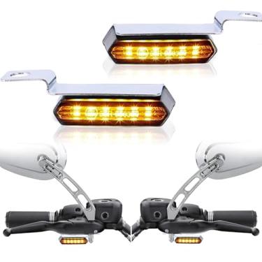 Imagem de Rich Choices Sinais sequenciais de seta de LED para motocicleta, luz de marcador de guiador cromada, mini pisca-pisca compatível com Harley Dyna Sportster 883 XL1200 Road King Softail