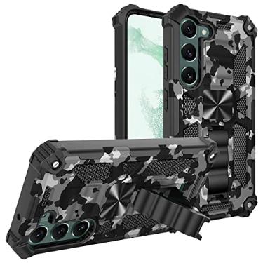 Imagem de Monwutong Capa de celular slim fit para Samsung Galaxy A55, capa camuflada militar com proteção antiqueda de grau militar e capa com suporte integrado para Galaxy A55 5G/4G, MC preta
