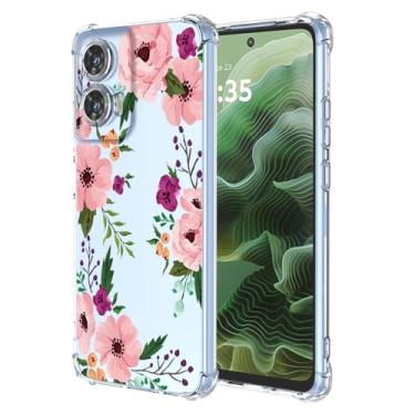 Imagem de RRXSYXL Capa para Moto G35 5G com estampa floral transparente, capa macia à prova de choque para Motorola G35 5G, flor de cerejeira