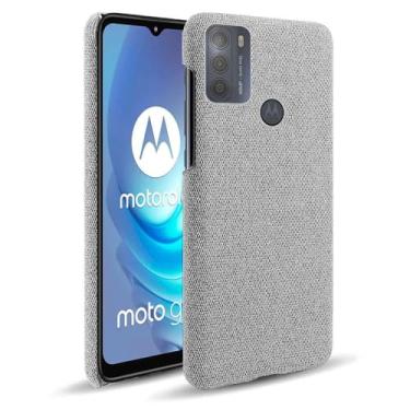 Imagem de Capa para MOTO G50,Capa desenhada em lona,Case Protetora Ultrafina com Empunhadura Macia,Design em Tecido Antichoque e Antiarranhões-Light gray