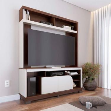 Imagem de Home Estante 2 Portas em MDP/MDF 160cm TV até 65 Liosa Nogueira/Off Wh