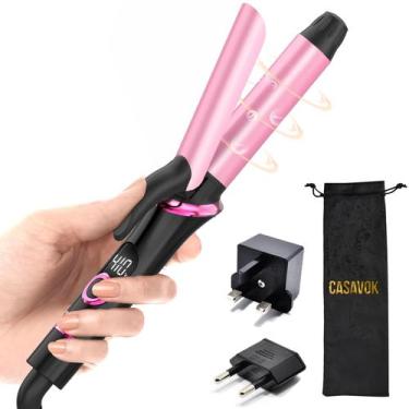 Imagem de Ferro de ondulação Casavok Mini para viagens com adaptador de plugue e