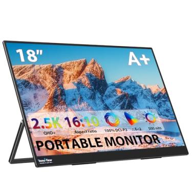 Imagem de InnoView Monitor Portátil, 18'' 2K Qhd 100% Dci-P3 Monitor Portátil Grande Para Laptop 2560X1600 500 Nits Ips Eye Care Hdr Freesync Extensor De Tela De Laptop Sem Moldura Para Mac Switch Xbox Ps4/5