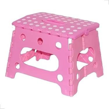 Imagem de Banquinho Banqueta Infantil Retratil Plástica Banco Dobrável Segurança Banheiro Quarto Bebê (Rosa)